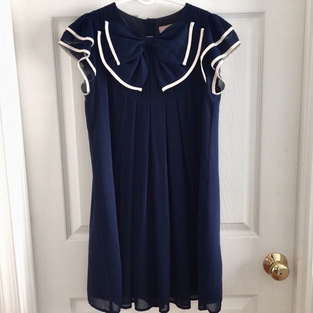 Forever 21 Navy Blue Babydoll Bow Dress